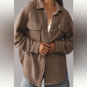 Anthropologie Beige Textured Shirt Jacket Shacket